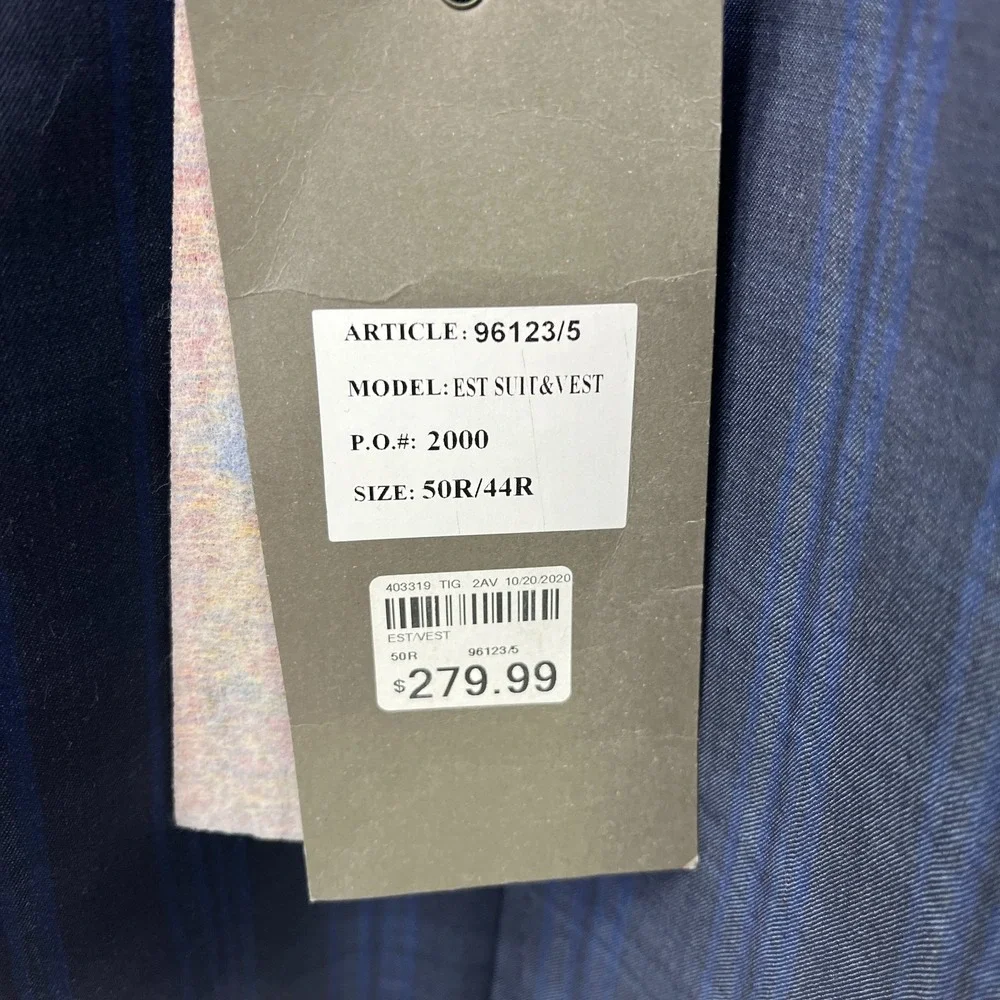 Tiglio Rosso Lanificio Di Biella NWD 50R Blue Double Breasted Suit Jacket